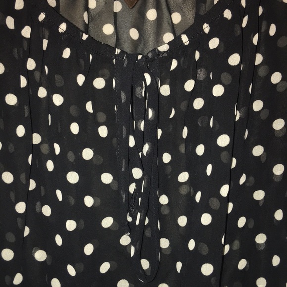 Copper Key Sheer Black/White Polka Dots Shirt - Picture 5 of 5